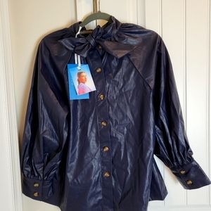 Target Rachel Comey Navy Blue Faux Leather shirt